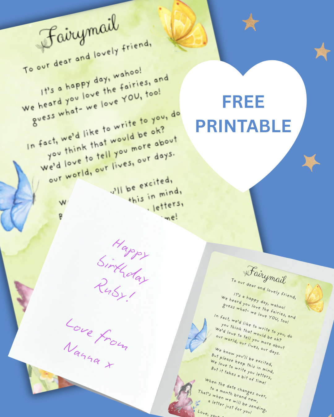 FREE PRINTABLE- Fairymail Subscription Gift Card Insert